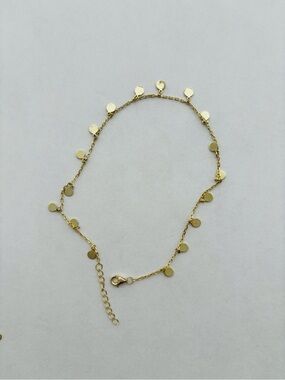 Delicate coin charm bracelet ankle bracelet gold-plated sterling silver 10”